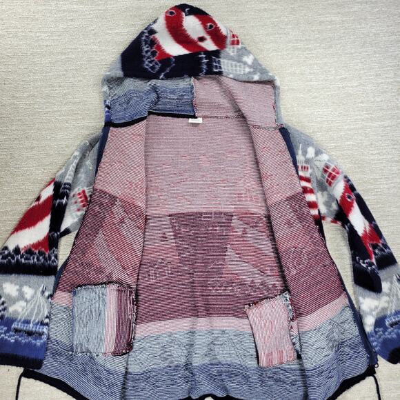 Artesanías Tuntaquimba Ecuador Wool Lighthouse Sweater Hoodie Nautical Knit L - Picture 14 of 16